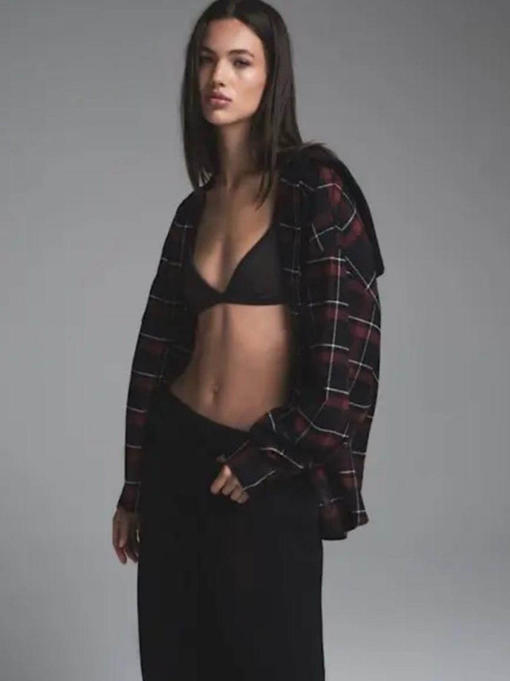 Skims flannel hooded top